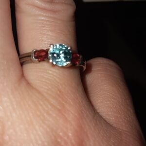 Blue Topaz and Red Stones